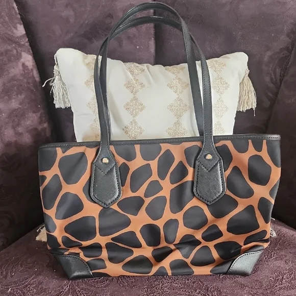 Michael Kors Black and Tan Animal Print Tote - Picture 3 of 6